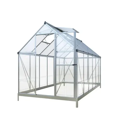 6' x 12' Crystal Clear Greenhouse, Aluminum Frame, Integrated Gutter System, Roof Vents