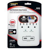 SURGE PROT 3 OUTLT WHT W/2 USB 