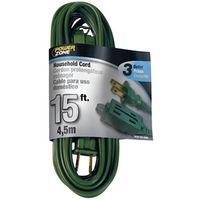 CORD EXT INDR 16/2SPTX15FT GRN 