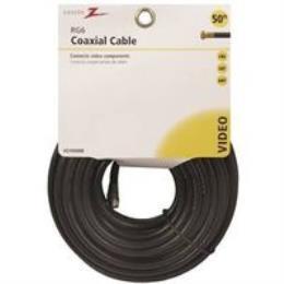 CABLE COAX RG6/F CONN 50FT BLK 