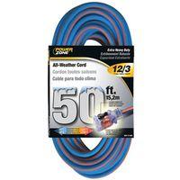 CORD EXT 12/3X50FT BLU/ORG STP 
