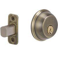 SGL CYL DEADBOLT ANT BRASS 