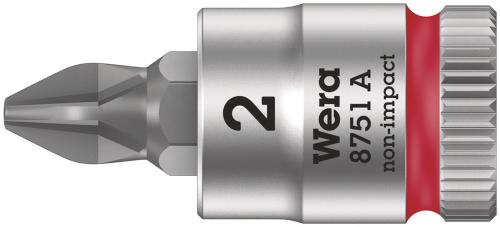 Wera Tool 5003351001 8751 A Phillips Zyklop bit socket, 1/4" drive, PH 2 x 28 mm