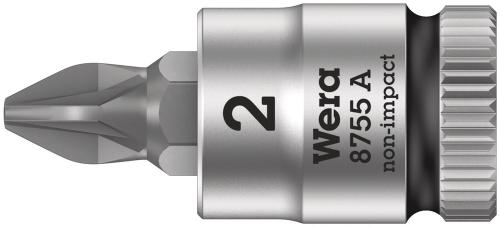 Wera Tool 5003354001 8755 A Pozidriv Zyklop bit socket, 1/4" drive, PZ 2 x 28 mm