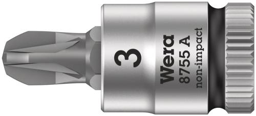 Wera Tool 5003355001 8755 A Pozidriv Zyklop bit socket, 1/4" drive, PZ 3 x 28 mm