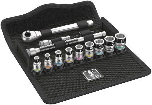 Wera Tool 5003756001 8100 SA 12 HF Zyklop Metal Ratchet Set with switch lever, 1/4" drive, metric, 13 pieces