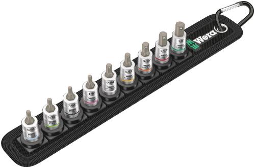 Wera Tool 5003884001 Belt A Imperial 1 Zyklop In-Hex-Plus bit socket set with holding function, 1/4" drive, 9 pieces