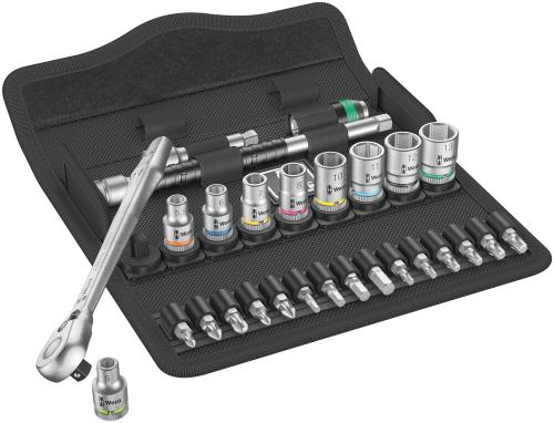 Wera Tool 5004018001 8100 SA 8 Zyklop Metal Ratchet Set with switch lever, 1/4" drive, metric, 28 pieces