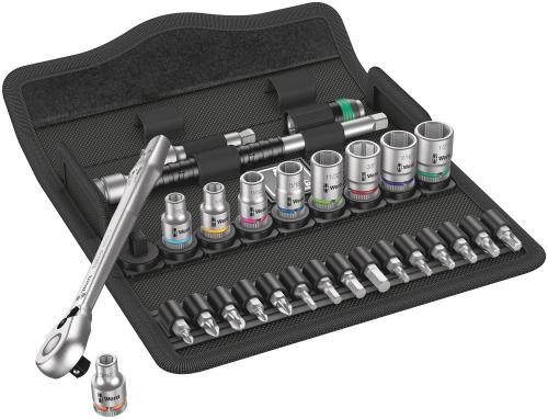 Wera Tool 5004021001 8100 SA 11 Zyklop Metal Ratchet Set with switch lever, 1/4" drive, imperial, 28 pieces