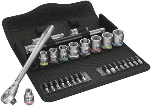 Wera Tool 5004048001 8100 SB 8 Zyklop Metal Ratchet Set with switch lever, 3/8" drive, metric, 29 pieces