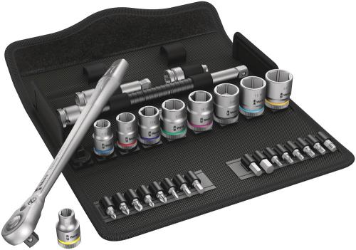 Wera Tool 5004051001 8100 SB 11 Zyklop Metal Ratchet Set with switch lever, 3/8" drive, imperial, 29 pieces