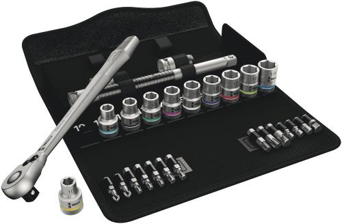 Wera Tool 5004078001 8100 SC 8 Zyklop Metal Ratchet Set with switch lever, 1/2" drive, metric, 28 pieces