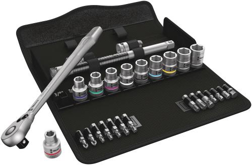 Wera Tool 5004081001 8100 SC 11 Zyklop Metal Ratchet Set with switch lever, 1/2" drive, imperial, 28 pieces