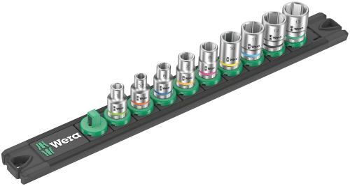 Wera Tool 5005400001 Magnetic socket rail A 4 Zyklop socket set, 1/4" drive, 9 pieces