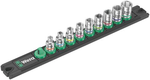 Wera Tool 5005420001 Magnetic socket rail A Imperial 1 Zyklop socket set, 1/4" drive, imperial, 9 pieces