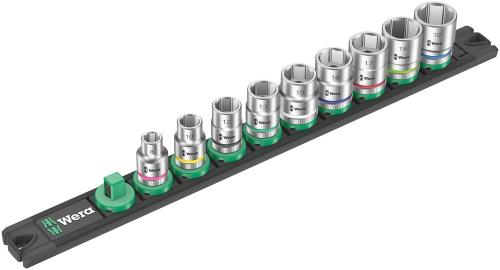 Wera Tool 5005430001 Magnetic socket rail B 4 Zyklop socket set, 3/8" drive, 9 pieces