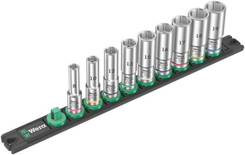 Wera Tool 5005440001 Magnetic socket rail B Deep 1 socket set, 3/8" drive, 9 pieces
