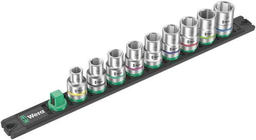 Wera Tool 5005460001 Magnetic socket rail C 4 Zyklop socket set, 1/2" drive, 9 pieces
