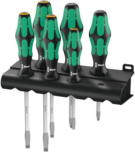 Wera Tool 5007681001 334/355 SK/6 Screwdriver set Kraftform Plus Lasertip and rack, 6 pieces
