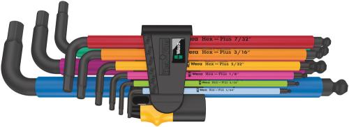 Wera Tool 5022640001 950/9 Hex-Plus Multicolour Imperial 2 L-key set, imperial, BlackLaser, 9 pieces