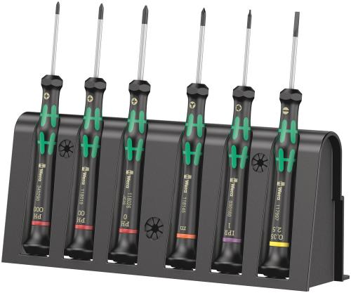 Wera Tool 5030181001 2050/6 Screwdriver set and rack for electronic applications, 6 pieces