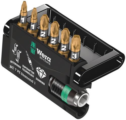 Wera Tool 5057412001 Bit-Check 7 PZ Diamond 1, 7 pieces