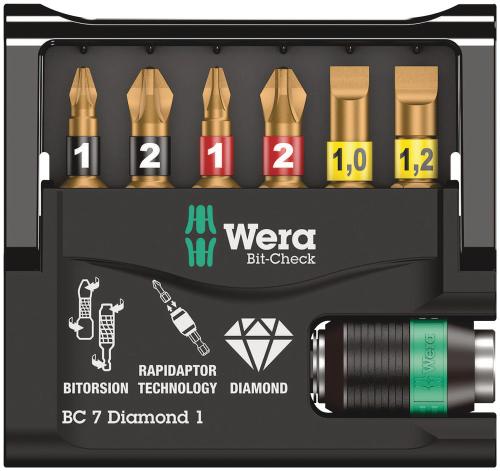 Wera Tool 5073419001 Bit-Check 7 Diamond 1 SB, 7 pieces