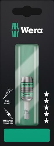 Wera Tool 5073511001 887/4 RR SB Rapidaptor Universal Bit Holder with ring magnet, 1/4" x 57 mm