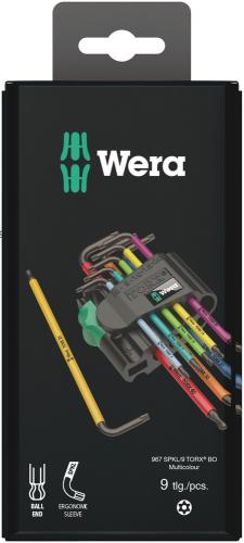 Wera Tool 5073599001 967/9 TX BO Multicolour 1 SB L-key set for tamper-proof TORX® screws, BlackLaser, 9 pieces
