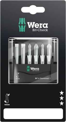 Wera Tool 5073635001 Bit-Check 6 Universal 1 SB, 6 pieces