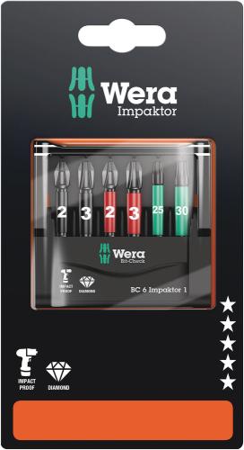 Wera Tool 5073890001 Bit-Check 6 Impaktor 1 SB, 6 pieces