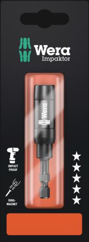 Wera Tool 5073990001 897/4 IMP R SB Impaktor holder with retaining ring and ring magnet, 1/4" x 75 mm