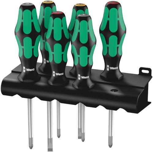 Wera Tool 5105622001 335/350/355/6 Screwdriver set Kraftform Plus Lasertip and rack, 6 pieces