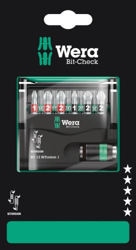 Wera Tool 5136385001 Bit-Check 12 BiTorsion 1 SB, 12 pieces