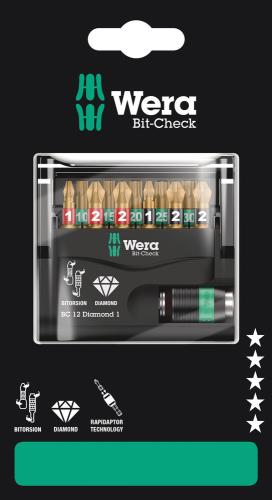 Wera Tool 5136392001 Bit-Check 12 Diamond 1 SB, 12 pieces