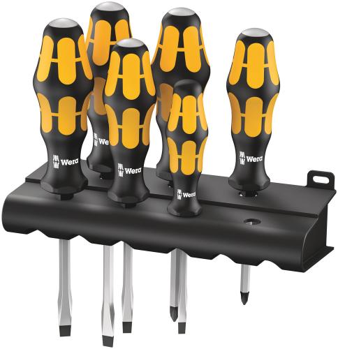 Wera Tool 5018287001 932/918/6 Screwdriver set Kraftform Wera: Chiseldriver and rack, 6 pieces