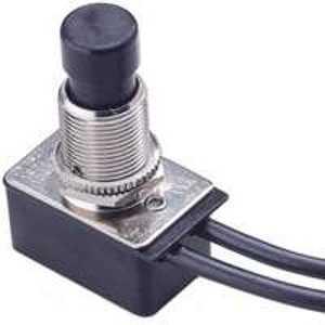 Gardner Bender GSW-21 Pushbutton Switch, 4/8/10 A, 125/250 V, SPST, Lead Wire Terminal, Plastic Housing Material, Chrome