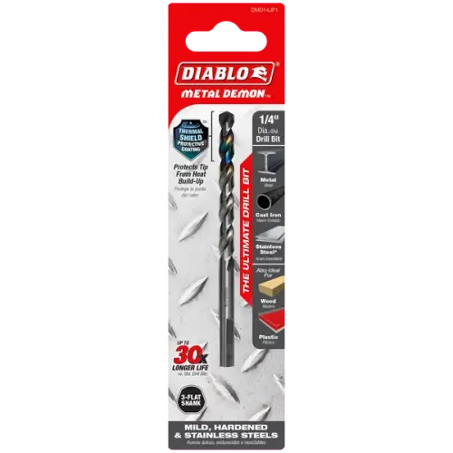 1/4" Metal Demon Drill Bit for Mild, Hardened and Stainless Steels