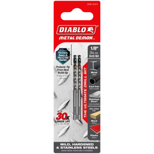 1/8" Metal Demon Drill Bits for Mild, Hardened and Stainless Steels (2-pk)