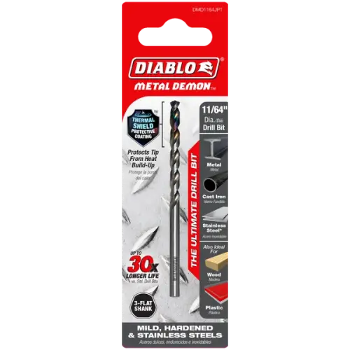 11/64" Metal Demon Drill Bit for Mild, Hardened and Stainless Steels