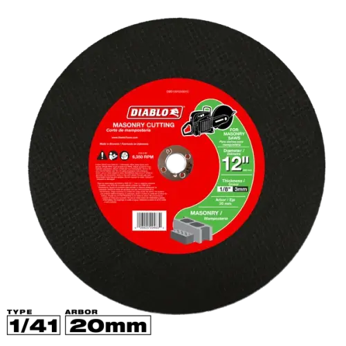 12" x 1/8" x 20mm High Speed Masonry Cut-Off Disc
