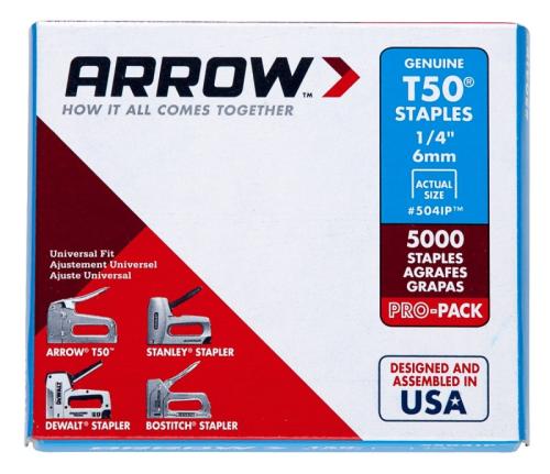 Arrow T50 Staples 1/4" 6mm 5000pk