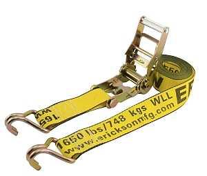 Erickson 52300 Ratchet Strap, 2 in W, 15 ft L, 5000 lb Working Load, J-Hook End