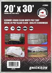 Erickson 57065 Utility Tarp, 20 ft L, 30 ft W, White
