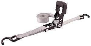 Erickson Professional 34412 Tie-Down Strap, 1-1/4 in W, 12 ft L, Polyester, Silver, 833 lb Working Load, J-Hook End