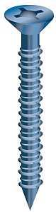 Cobra Anchors 621T Screw, 3/16 in Thread, 1-3/4 in L, Flat Head, Phillips, Robertson Drive, Steel, 100 PK