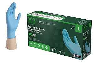 Ammex X346100 Non-Sterile Disposable Gloves, L, Nitrile, Powder-Free, Blue