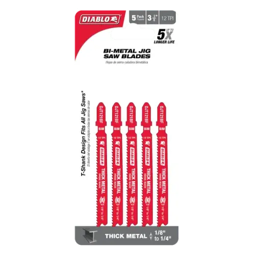 3-3/8" 12TPI Bi-Metal Jig Saw Blades for Thick Metal (5-pk)