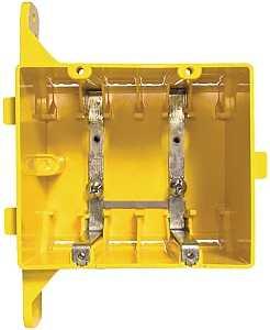 Hubbell 2022R Outlet Box, 2-Gang, PVC, Yellow, Bracket