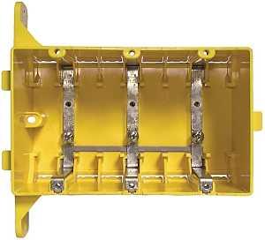 Hubbell 2023R Outlet Box, 3-Gang, Plastic/Resin, Yellow, Flush